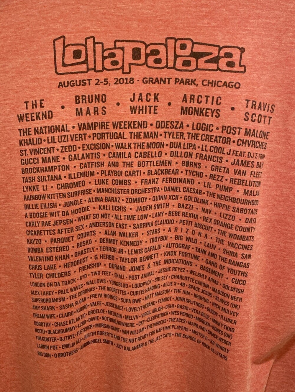 Vintage Lollapalooza T-shirt Chicago 2018 with Full Line Up on Back | Size XL - Picture 6 of 8